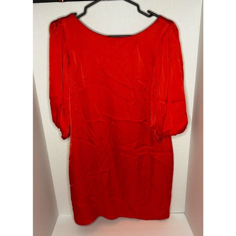 Antonio Melani Shirt Dress Women Size 4 Red Half Sleeve Short Length V-Neck - Picture 2 of 6